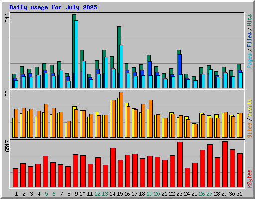 Daily usage for July 2025